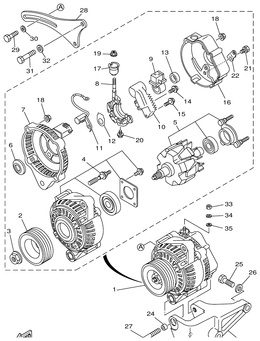 Yamaha ME422STIP2 (N601)STIP1(N611) GENERATOR parts diagram